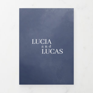 Navy Blue Smoke All In One QR Wedding Invitation