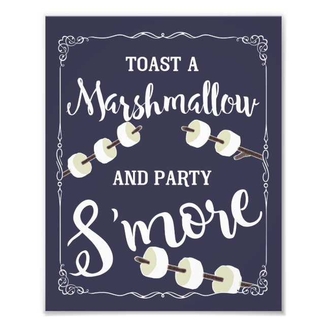 Navy Blue Smore party and wedding sign (Front)