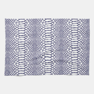 Navy Blue Snake Skin Pattern Tea Towel