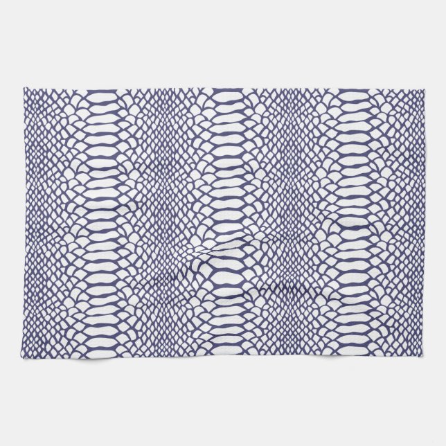 Navy Blue Snake Skin Pattern Tea Towel (Horizontal)