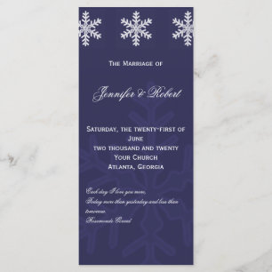 Navy Blue Snowflake Winter Wedding Program Programme