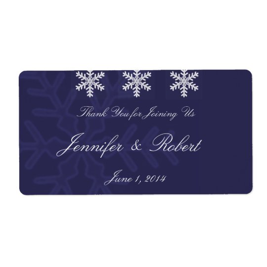 Navy Blue Snowflake Winter Wedding Water Label Shipping Label