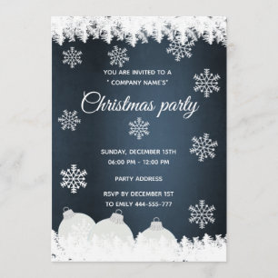 Navy blue snowflakes corporate Christmas party Invitation