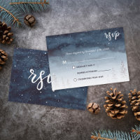 Navy Blue Snowy Winter Scene Wedding | RSVP
