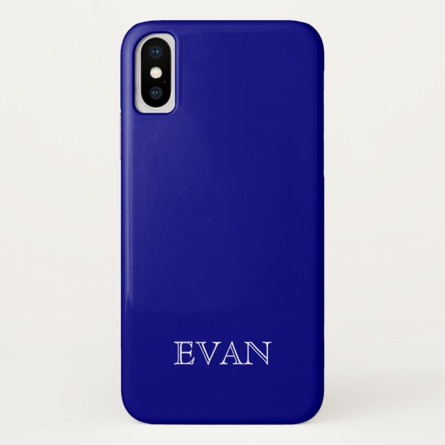NAVY BLUE Solid Background iPhone X Case (Back)