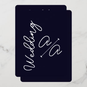 Navy Blue Solid Color Silver Foil Wedding