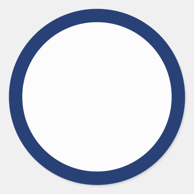 Navy blue solid colour border blank classic round sticker (Front)