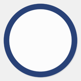 Navy blue solid colour border blank classic round sticker