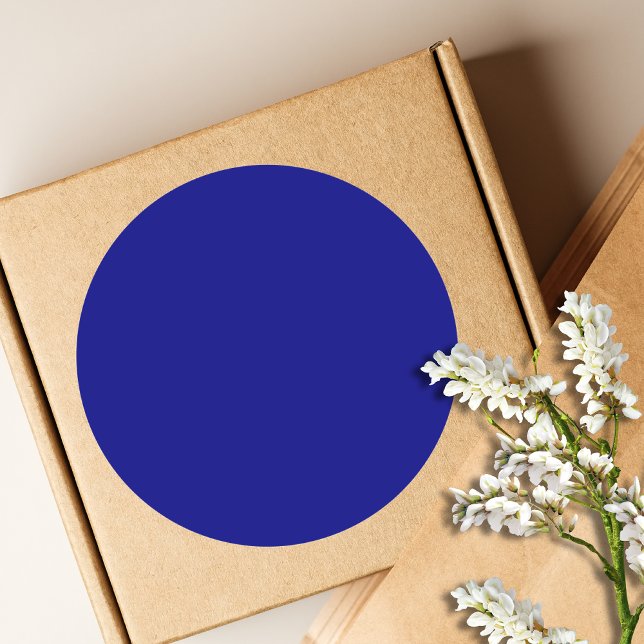 Navy Blue Solid Colour | Classic | Elegant Classic Round Sticker (Creator Uploaded)