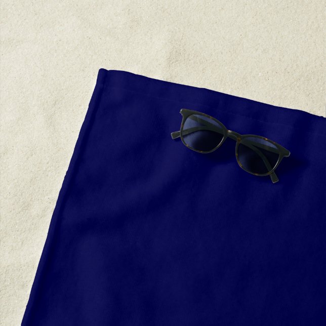 Navy Blue Solid Colour Customise It Beach Towel (In Situ)
