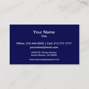 Navy Blue Solid Colour Customise It Business Card