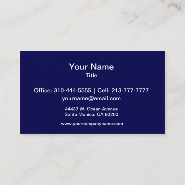 Navy Blue Solid Colour Customise It Business Card (Back)