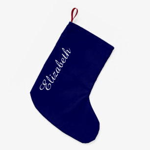 Navy Blue Solid Colour Customise It Small Christmas Stocking