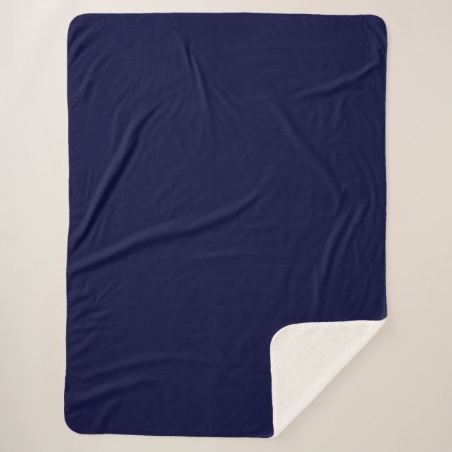Navy Blue solid colour Sherpa Blanket (Front)