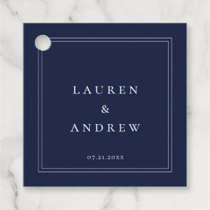 Navy Blue Solid Minimalist Modern Gift Favour Tags