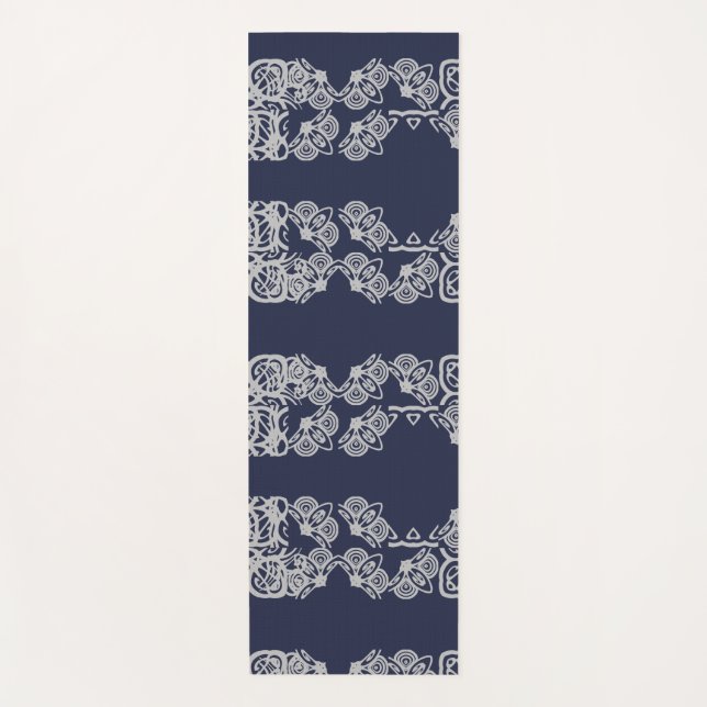 Navy Blue Soothing Pattern Yoga Mat (Front)