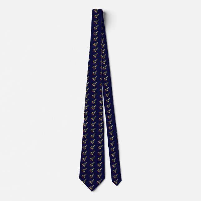 Navy Blue Space Rocket Men's Graduation, Work Tie (Front)