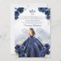 Navy Blue Spanish Princess Silver 15 Años Birthday