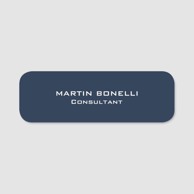 Navy Blue Special Unique Modern Consultant Name Tag (Front)