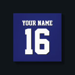 Navy Blue Sports Jersey Team Jersey Canvas Print<br><div class="desc">Preppy Solid Colour Navy Blue Team Jersey / Sports Jersey / Football Jersey / Rugby Jersey with Custom Name Customise this with your own name or team name and a number. You can change the size, colour and placement of the text if you need to make changes, change the colour...</div>