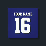 Navy Blue Sports Jersey Team Jersey Canvas Print<br><div class="desc">Preppy Solid Colour Navy Blue Team Jersey / Sports Jersey / Football Jersey / Rugby Jersey with Custom Name Customise this with your own name or team name and a number. You can change the size, colour and placement of the text if you need to make changes, change the colour...</div>