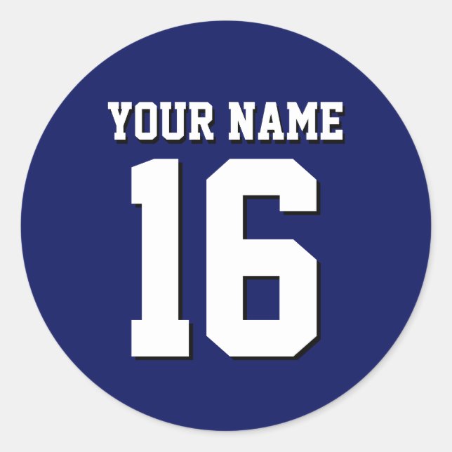 Navy Blue Sports Jersey Team Jersey Classic Round Sticker (Front)
