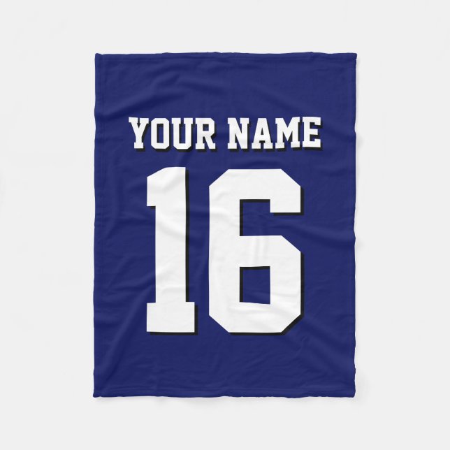 Navy Blue Sports Jersey Team Jersey Fleece Blanket (Front)