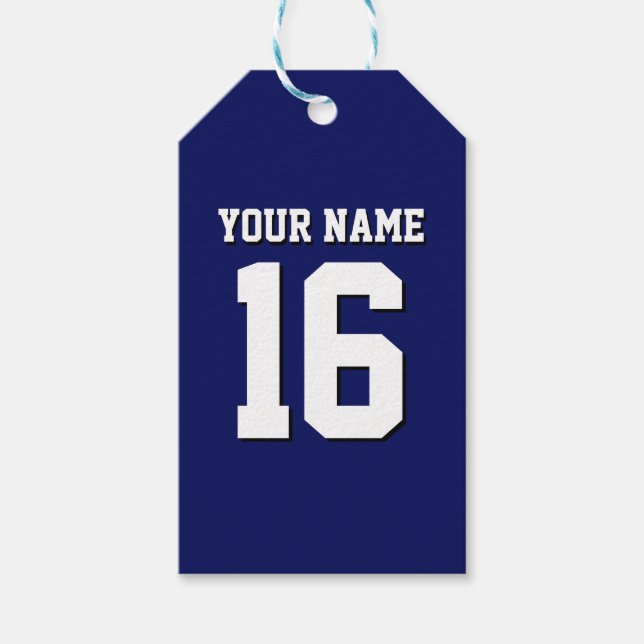 Navy Blue Sports Jersey Team Jersey Gift Tags (Front)