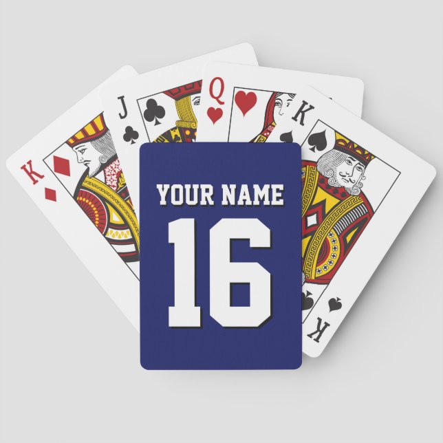Navy Blue Sports Jersey Team Jersey Playing Cards (Back)