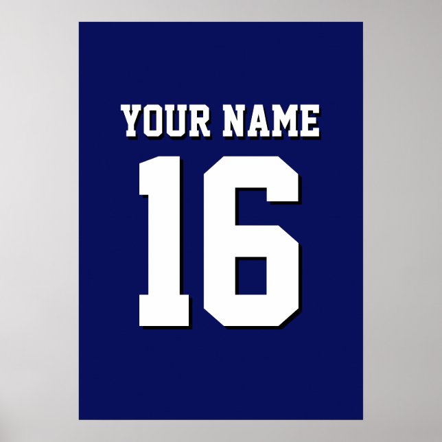 Navy Blue Sports Jersey Team Jersey Poster (Front)
