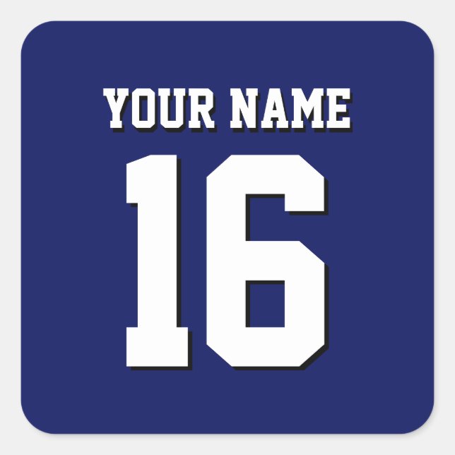 Navy Blue Sports Jersey Team Jersey Square Sticker (Front)