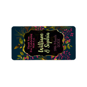 Navy Blue Spring Foliage Wedding Lip Balm Labels