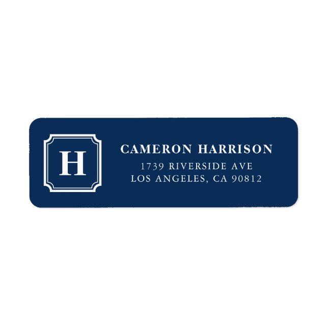 Navy Blue Square Frame Curved Corners Monogram (Front)