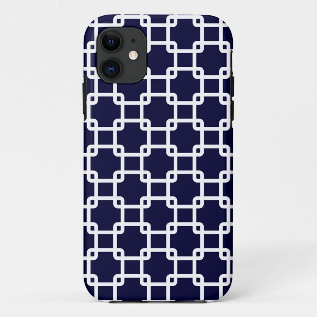 Navy Blue Square Link Pattern iPhone 5 Case (Back)