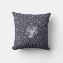 Navy Blue Stag Winter Twig Monogram Initials Decor