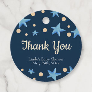 Navy Blue Star Baby Shower Thank You Favour Tags