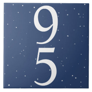Navy Blue Star Starry Night Two Number House # Tile