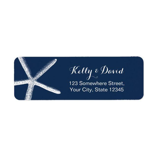 Navy Blue Starfish Elegant Beach Wedding (Front)