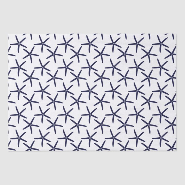 Navy blue starfish on a white background tissue paper (Front)