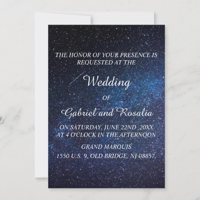 Navy Blue Starry Night Sky Milkyway Wedding Invitation (Front)
