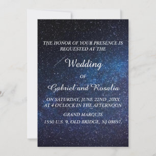 Navy Blue Starry Night Sky Milkyway Wedding Invitation