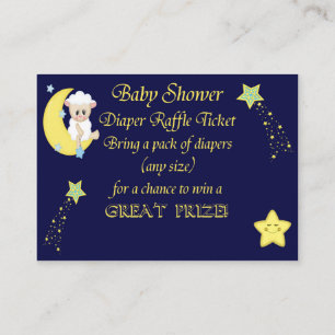 Navy Blue Stars, Moon, Sheep Diaper Raffle Tickets Enclosure Card