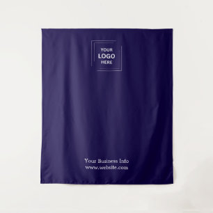 Navy Blue Step and Repeat Business Photo Backdrop Tapestry