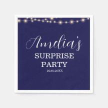 Navy Blue String Light Surprise Birthday