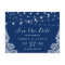 Navy Blue String Lights Elegant Lace Save the Date