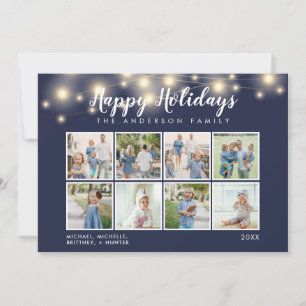 Navy Blue String Lights Photo Collage Holiday