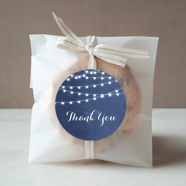 Navy Blue String Lights Thank You Sticker (Creator Uploaded)