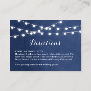 Navy Blue String Lights Wedding Directions Insert