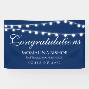 Navy Blue String Of Lights Congratulation Graduate Banner
