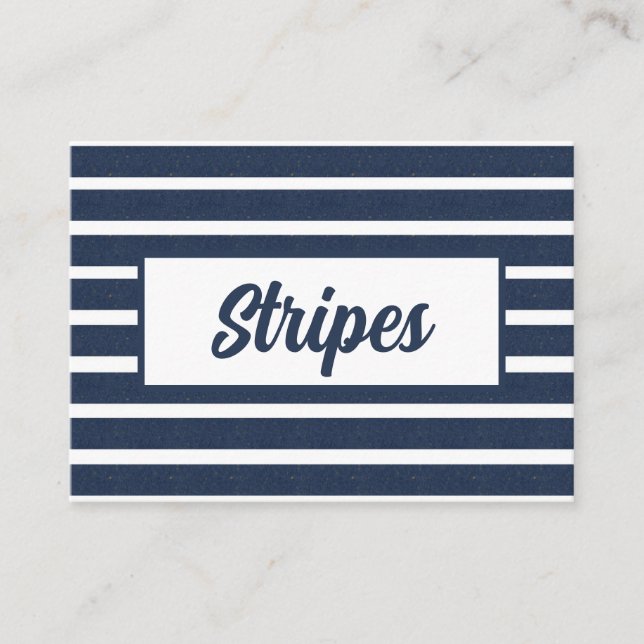 Navy Blue Stripe Beach House Business Card (Front)
